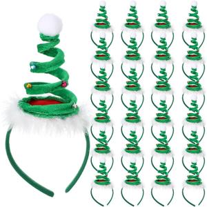 Janinka 24 Pack Christmas Headbands with Bells Bulk Santa Claus Hats Xmas Tree Topper Headwear for Kids Children Girls Women