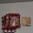 FLOE 24Pcs Burlap Christmas Drawstring Bags, 5x7in Buffalo Plaid Xmas Gift Bags w/Tag Xmas Candy Bag Small Christmas Linen Treat Goody Sacks Reusable Gift Wrapping Bag Holiday Party Favors Sack (1 Count (Pack of 24), Red Black & White Black)
