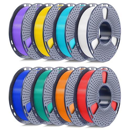 250g PLA Filament 1.75mm Bundle, SUNLU 3D Printer Filament Neatly Wound, Individually Vacuum Packed, 250g Spool, 3 Rolls, White+Green+Orange  3 Pack