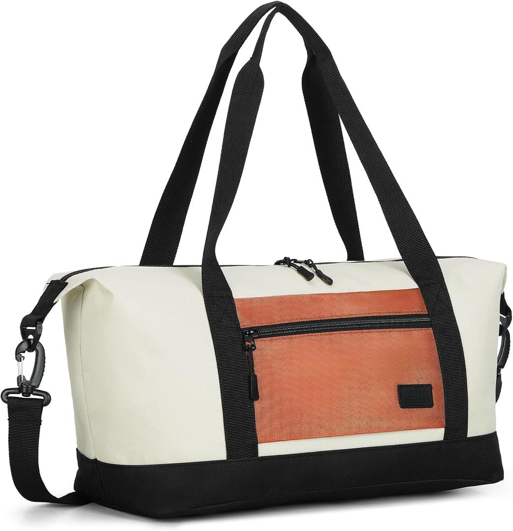 Weekender Bags for Women, Stylish Travel Duffel Bag with Removable Waterproof Pouch & Adjustable Strap, Cabin Bags 40x20x25, 20L Underseat Holdall Travel Bag-Cinnamon Tricolo