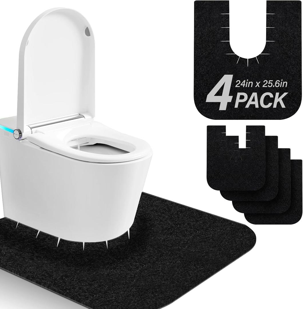 4 Pack Toilet Mats,Upgrade Toilet Floor Protector from Urine,Toilet Rugs U Shaped Washable,Toilet Mats for Bathroom,Around Toilet Floor Protector,Potty Training Mats for Bathroom