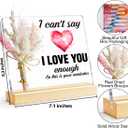 I Love You Gifts for Her, Gift for Wife Girlfriend Romantic Anniversary Wedding Valentines Day, Love Gifts for Her Keepsake, I Love You Acrylic Sign With Pink Dried Flower Bouquet, Miss You Gifts