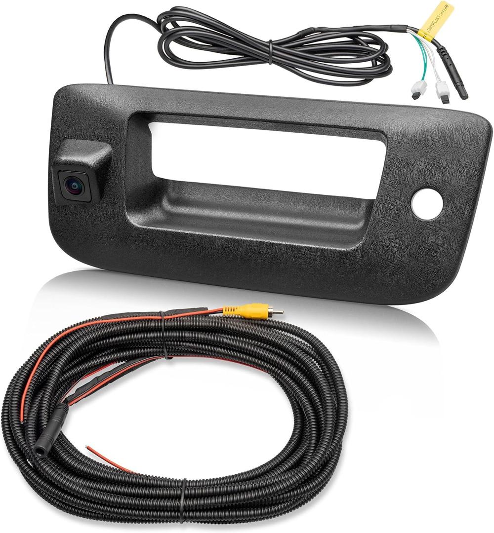 RED WOLF Tailgate Handle Reverse Backup Camera Fit for 2007-2014 Chevrolet Silverado GMC Sierra 1500 2500 HD IP68 Waterproof 150 View Angle Rear View Camera with Key Hole Replaces OE Number 22755305