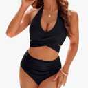 Blooming Jelly Womens Tummy Control Bathing Suits Modest High Waisted Bikini Sets Cute Halter 2 Piece Swim Suit 2025, Large
