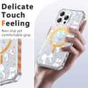 2 x PIXIU Case for iPhone 16 Pro Compatible with Magsafe, Laser Glossy Pattern,Cute Curly Wave Clear TPU Bumper Military Grade Drop Protection Phone Cover for Women/Girls -Bow