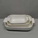 MALACASA Casserole Dishes for Oven, Ceramic Baking Dishes Set of 3, Rectangular Lasagna Pan Deep Baking Pans, Bakeware Sets with Handles Gift Set, White (13.8''/11.7''/9.4''), Series BAKE