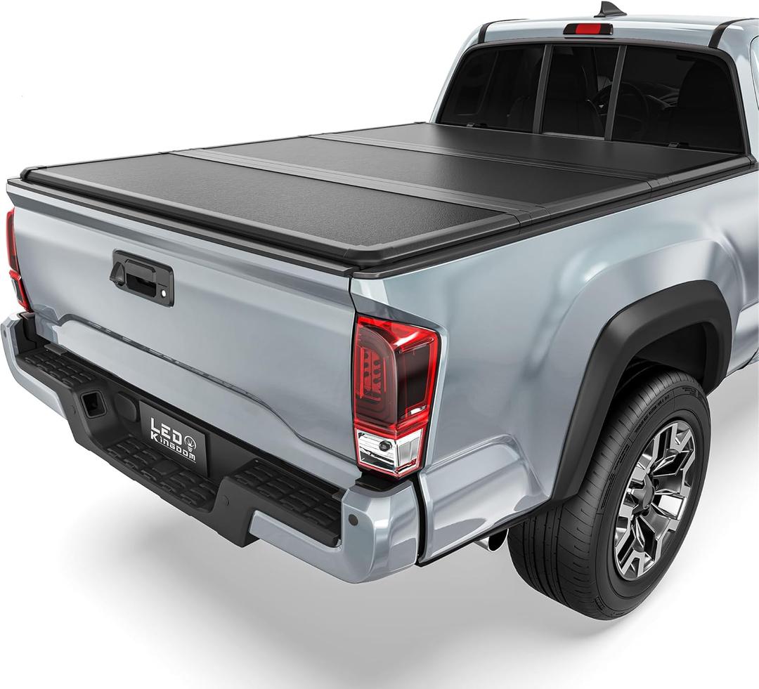 LEDKINGDOMUS Hard Trifold Truck Bed Tonneau Cover Fits for Toyota Tacoma 2016-2023 5ft Bed with Track Rail System, (Excl. Trail)