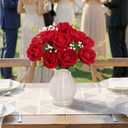 2 x Lifewit Classic Red Artificial Roses Flowers, Faux Long Stem Silk Roses Bulky for DIY Wedding Bouquets Decoration, Centerpieces Arrangements, Velentine,12 Pcs