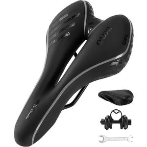 OUXI Comfort Bike Seat Comfortable Gel Bicycle Saddle Replacement Soft Padded with Shock Absorbing Waterproof for MTB Mountain Bike Road Bike Exercise Bike Men Women and Ladies (Black)