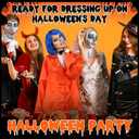 4 Pcs Halloween Horror Movie Costume Accessories Set, Womens Pajamas Set Orange Outfit, Blue Wig, Striped Gloves for Women Cosplay Party