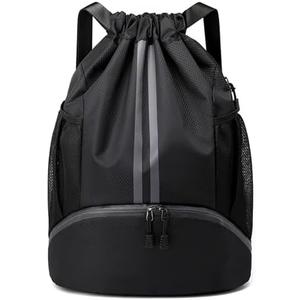 BROTOU Soccer Bags, Football Backpack, Volleyball Bag, Drawstring Backpack with Ball and Shoe Compartment, Football bags for Equipment Swim Gym Bag