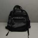 Shrrie Laptop Backpack for Women 15.6 inch Travel Leather Backpack Purse Work Computer Backpacks for Business College Black