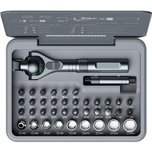 Upgraded Magnetic Screwdriver Set, 40 in 1 Ratchet Screwdriver Set with Detachable Ratchet Handle, 180 Ratchet Head Precision Repair Tool Kit for Electrical,Automotive,Bicycle,Furniture Model Repair