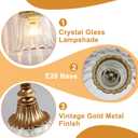 LmnLvn Gold Bathroom Vanity Light Fixture, 3 Lights Bathroom Lighting Matte Antique Brass Finish with Crystal Glass Shade, Gold Vintage Vanity Light for Bathrooms
