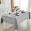 Rectangle Table Cloth Linen Farmhouse Stainproof Waterproof Washable Polyester Oblong Rectangular Fabric Table Cover for Kitchen Dining Dinner (Grey01, 70" x 52" (Rectangular))