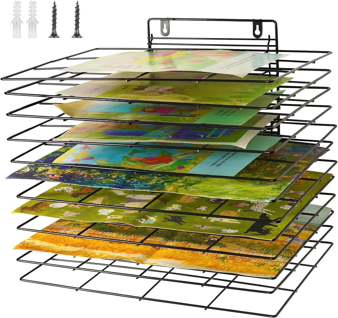 Lzttyee Art Drying Rack for Classroom Paint Drying Rack Small Art Drying Rack Wall Art Storage Rack with 12 Removable Shelves for Classrooms and Art Studios (12 Shelves)