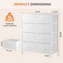 Sweetcrispy 8 Drawer Fabric White Dresser for Bedroom, Tall Double Dresser, 11.8"D x 30.9"W x 36.4"H