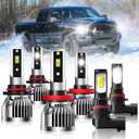 compatible with 2013 2014 2015 2016 2017 2018 DODGE RAM 1500 2500 3500 Without Projector Headlight Bulbs, 9005/HB3/H10 and H11/H8/H9 High/Low Beam, 9145 Fog Lights, Pack of 6