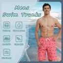 Landisun Mens Swim Trunks Board Shorts Swimsuit Swimwear Swim Shorts Bathing Suits Quick Dry with Mesh Lining (Pink, XXXL)