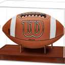 Football Display Case, Acrylic Football Case Clear, UV Protected Display Case with Solid Wood Base Stand for Full Size Signed Football Holder, Football Display Box for Football Fans & Collectors