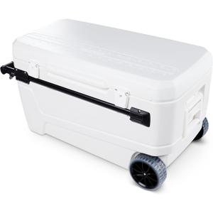 Igloo MaxCold Glide Coolers 110 QT, Insulated Portable Rolling Cooler with Soft Ride Wheels, 168 Can Capacity, Leak-Proof, 5-day Ice Retention