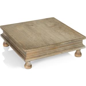 Red Co. 12 x 12 Decorative Square Tabletop Wooden Display Tray Riser in Whitewash Finish