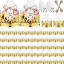 60 Sets Mini Crown Candy Boxes with Thank You Tags and Twine Plastic Candy Containers Storage Boxes Decorative for Wedding Baby Shower Princess Birthday Party Supplies(Gold,Swan)