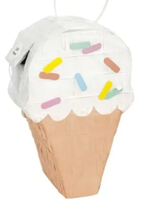 Multicolor Ice Cream Cone Shaped Mini Tissue Paper Pinata Decoration (7" x 4" x 2.75") - 1 Pc. | Adorable Design, Perfect For Birthday, Baby Shower, Summer Event, & More