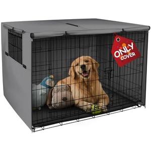 Explore Land Dog Crate Cover Heavy Duty Polyester Pet Kennel Sunshade Universal Fit for 48 inches Wire Cage (Grey)