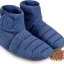 REVIX Microwavable Booties for Cold Feet Moist Heat Therapy, Heated Slippers Women & Men for Soothing Cold Foot, Microwavable Foot Warmers, Non-Slip Sole & Adjustable Fit, Navy S