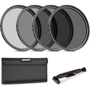 Neewer 82mm ND Lens Filter Kit: ND2 ND4 ND8 ND16, Lens Cleaning Pen, Neutral Density Filter Pouch and Accessories Kit Compatible with DSLR Cameras