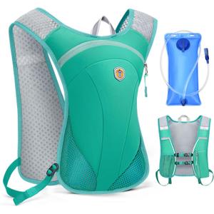 Hydration Backpack with 2L Water Bladder Bag, Lightweight and Breathable Running Vest for Men, Adjustable Chest Straps Water Pack for Cycling Hiking Climbing Outdoor