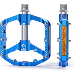 Mountain Bike Pedals with 3 Seal Bearing - 9/16" MTB Pedals Platform Lightweight - Non-Slip Bicycle Pedals for BMX MTB (Blue-Titanium)
