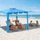 Rhino Valley Beach Cabana, 120 Sq. Ft Beach Canopy UPF50+ Protection, Easy Setup & Adjustable Height Beach Tent Sun Shelter with Cup Holder, Portable for 4-8 People, Blue