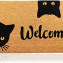 Welcome Cats - 24"x36" - Coir Door Mat with Heavy Duty Backing - Welcome Mats for Entryway, Porch - Anti-Slip PVC & Coconut Fiber Surface - Natural Home Accessories, Minimalist Original Design