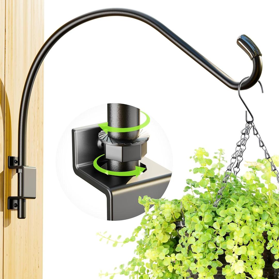 16 Inch Swivel Plant Hanger: Heavy Duty Hook for Bird Feeder, Plant, Flower Basket, Lantern, Wind Chime & More - Versatile Hanging Brackets Outdoor/Indoor Use Up to 22LB