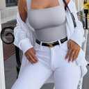 Women's 3 Piece Bodysuits Fashion Casual Sleeveless Square Neck Shapewear Bodysuits (Black,grey,white)