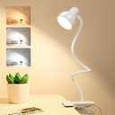 Clip on Lamp USB Reading Light, 3 Color Modes, 10 Brightness Dimmable, 360 Flexible Desk Lamp with Clamp, Eye Care Clip on Light for Bed Desk Headboard Home Dorm White