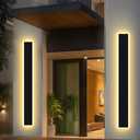 31in Modern Outdoor Wall Light, IP65 Waterproof Outdoor Wall Sconce, 3000K-6000K Dimmable LED Black Garage Lights, Exterior Wall Lighting, Anti-Rust Linear Long Wall Light