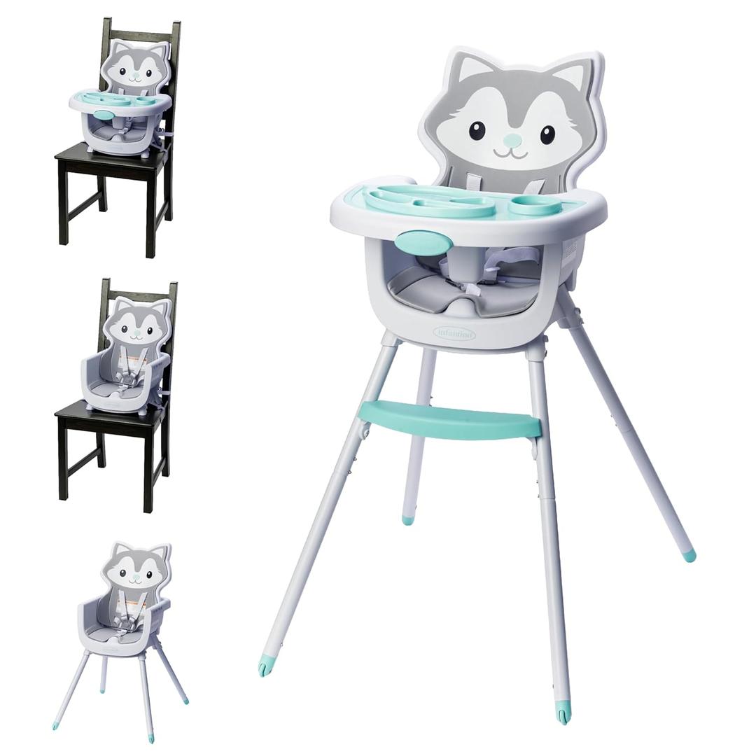 Infantino Grow-with-Me 4-in-1 Convertible High Chair, Husky-Theme, Space-Saving Design, Booster and Toddler Chair, for Infants & Toddlers 3M-36M