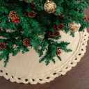 Mr. Pen- Christmas Tree Skirt 24 inches, Cream Knitted Christmas Skirt Tree, Xmas Tree Skirt