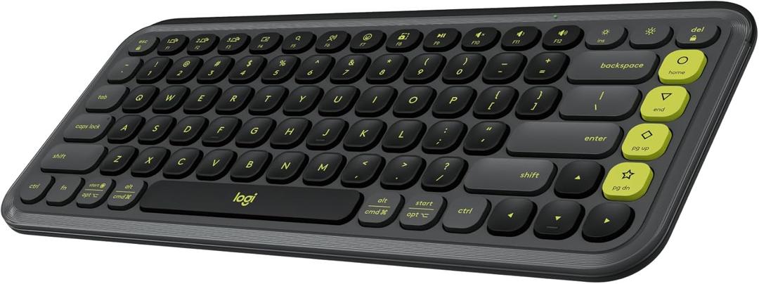 Logitech POP ICON Keys Wireless Bluetooth Keyboard, Comfortable Typing, Programmable Keys, Easy-Switch Between up to 3 Devices, for Laptop, Tablet, PC Graphite and Green