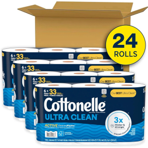 Cottonelle Ultra Clean Toilet Paper, 24 Family Mega Rolls, Active CleaningRipple
