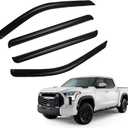 Window Rain Guards Compatible with 2022-2024 Toyota Tundra CrewMax | 4Pcs Tape-On Window Visors Fits Tundra 22 23 24, Vent & Side Window Deflectors, Outside Mount, Smoke Tint Acrylic