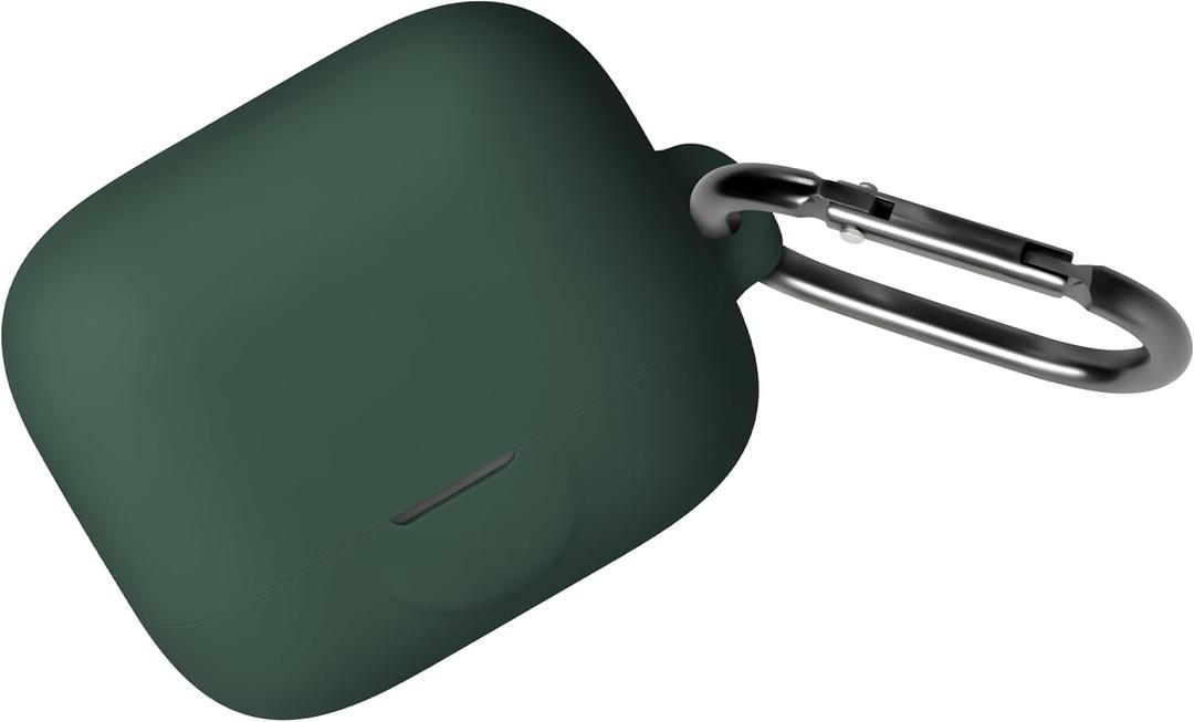 Geiomoo Silicone Cover for EarFun Air Pro 4+ Case, EarFun Air Pro 4 Plus Case, Soft Flexible Scratch Resistant Protective Cover with Carabiner (Emerald Green)