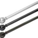 Amazon Basics Sturdy Adjustable Curtain Rod for Windows with Round Finials, Easy Installation, 1-Inch Rod, 36" to 72", Nickel, 1-Pack