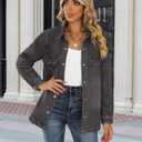 luvamia Jean Jackets for Women 2026 Fall Fashion Oversized Button Down Denim Jacket Western Shacket Jacket with Pockets (Gray, XL)