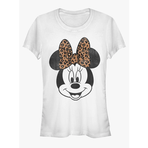 Junior's Mickey & Friends Minnie Mouse Cheetah Print Bow T-Shirt, M