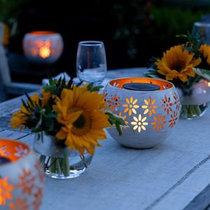 5.4 4-Pack Decorative Metal Solar Patio Light with Flickering Flame, Waterproof Dusk-to-Dawn Garden Lantern, White