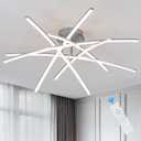 Semi Flush Mount Ceiling Light, 32.8 Dimmable LED Chandelier Modern Ceiling Lighting Fixture Dimmable Remote Control 6-Lights Lamp for Living Room Dining Room Bedroom 65W 3000K-6000K (6 Lights - Arch Bars - Remote Control - 32.8", Nickel)